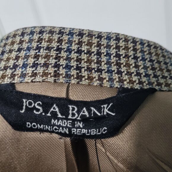 Jos A Bank Blazer Mens 41R Houndstooth  Wool Silk Blend Sportscoat 3 Button - Picture 9 of 16